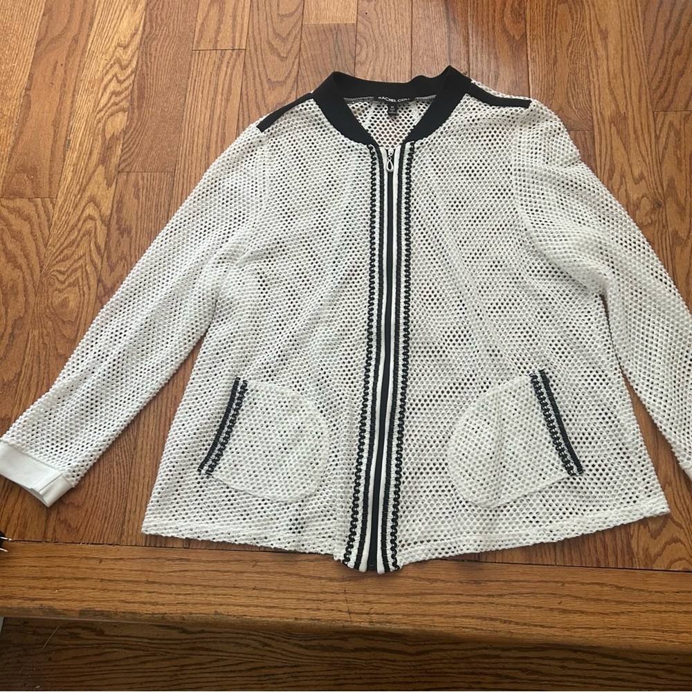 Rachel Cole Athletic Workout LS Zip Jacket Mesh XL Athleisure Beach Coverup EUC